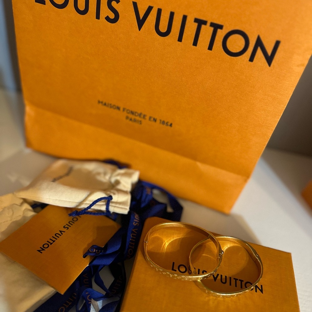 Louis Vuitton Gold Monogram Engraved Bangle Bracelet - Picture 5 of 6